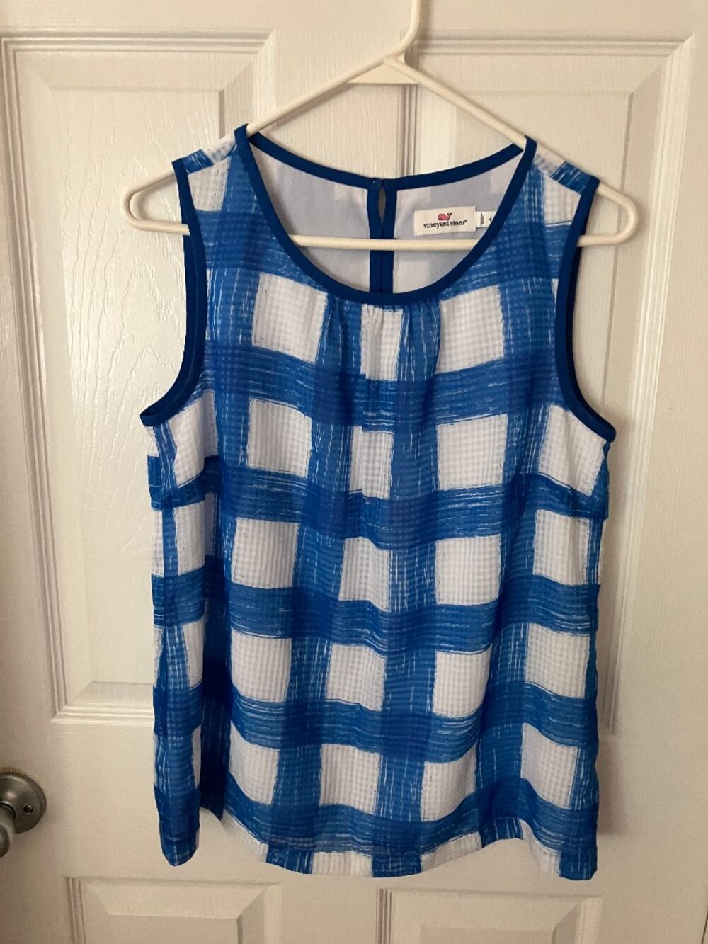 VINEYARD VINES gingham sleevless Blouse/Top Blue/White check pattern Sz 4
